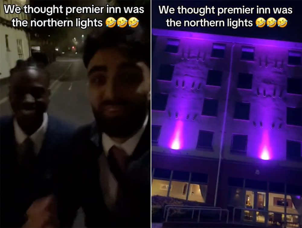 TikTokers mistake Premier Inn lights for aurora borealis