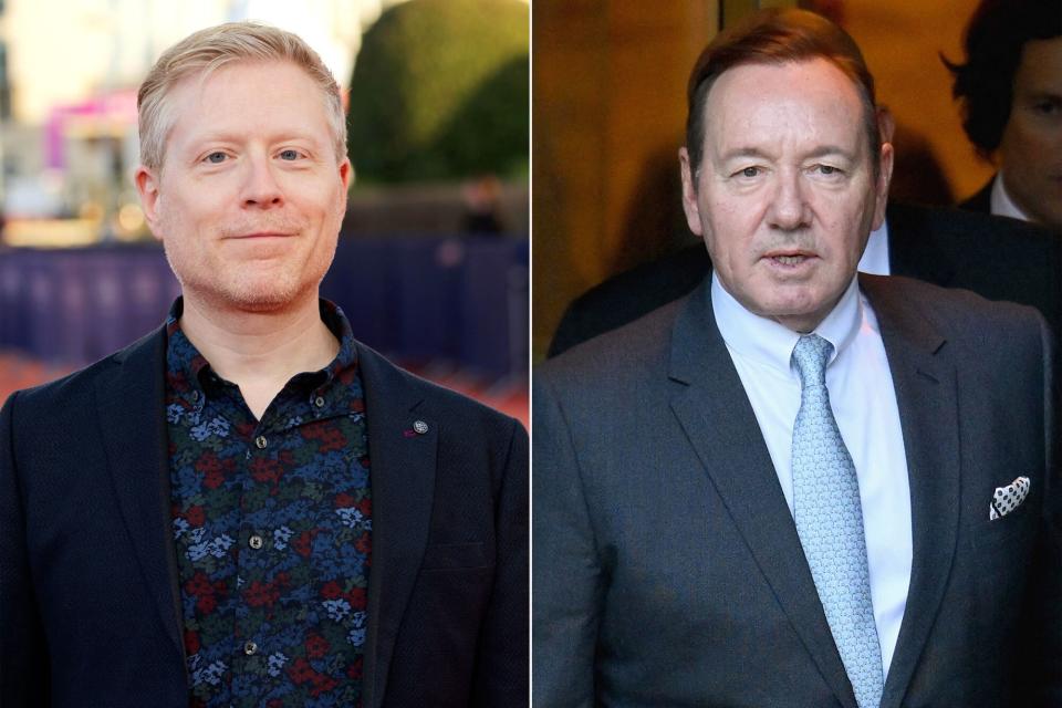 Actor Anthony Rapp attends the "At The Gate" premiere during the 48th Deauville American Film Festival on September 05, 2022 in Deauville, France. ; US actor Kevin Spacey leaves the United States District Court for the Southern District of New York on October 6, 2022 in New York City.