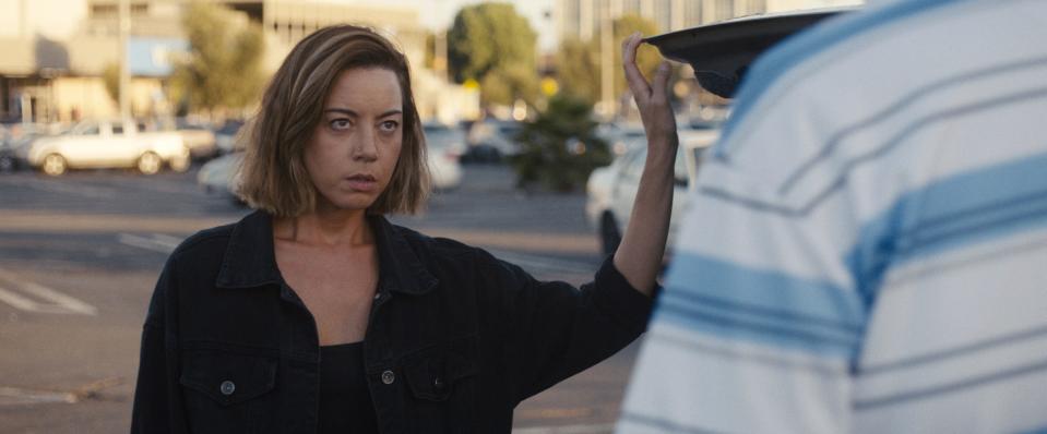 Aubrey Plaza finds an alternative solution to getting out from under student debt in "Emily the Criminal."