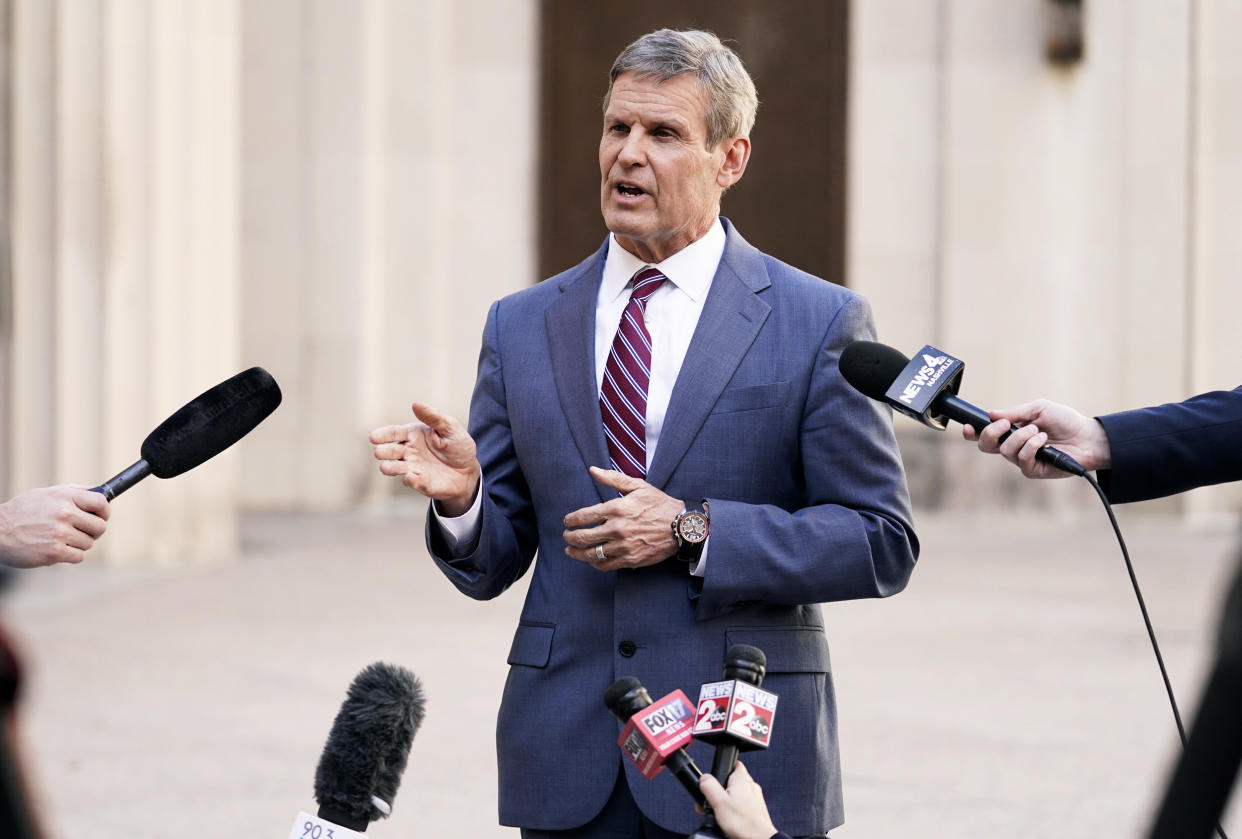 Tennessee Gov. Bill Lee speaks in Nashville on Jan. 19, 2021. (Mark Humphrey / AP file)