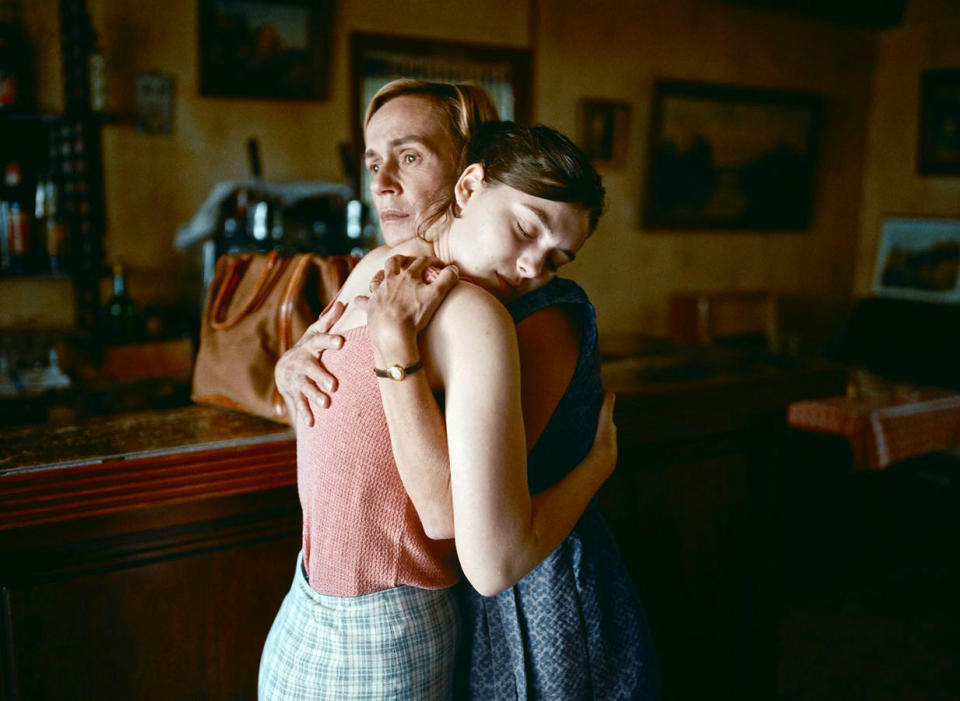 This image released by IFC Films shows Anamaria Vartolomei, left, and Sandrine Bonnaire in a scene from "Happening." (IFC Films via AP)