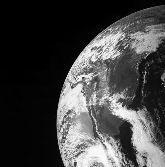 The Juno space probe caught this image of Earth during a flyby on Oct. 9, 2013.