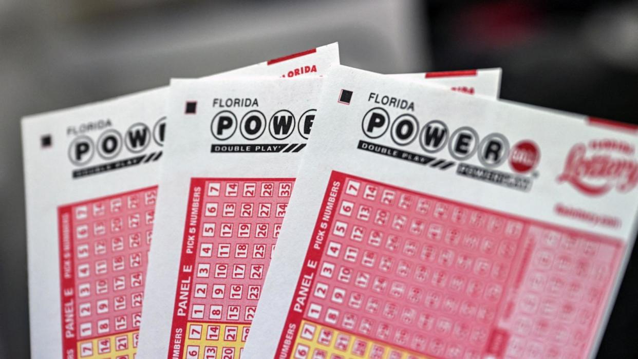 PHOTO: Powerball lottery tickets pictured inside a store in Homestead, Florida July 19, 2023. (Giorgio Viera/AFP via Getty Images)