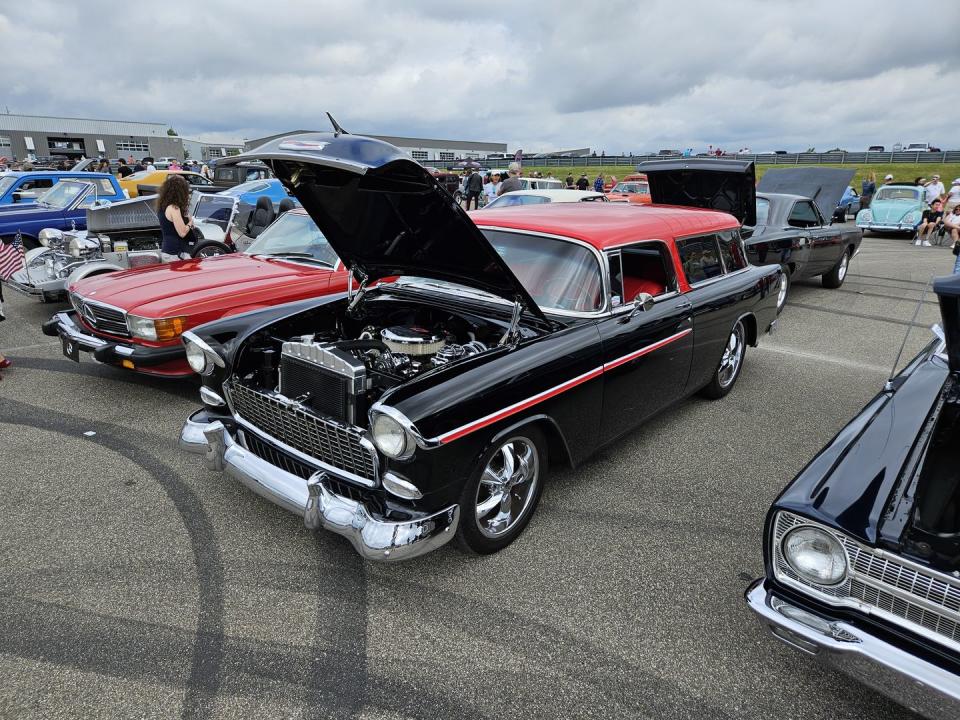 1955 chevy nomad at m1 concourse vintage cars and coffee 2024