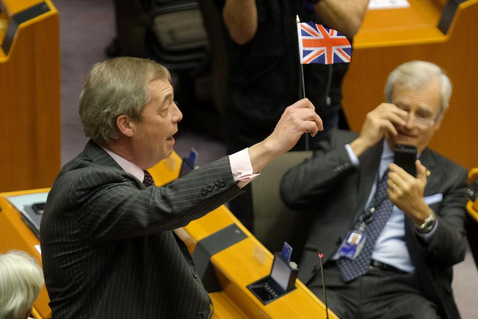 Nigel Farage in the European Parliament chamber (Getty Images)