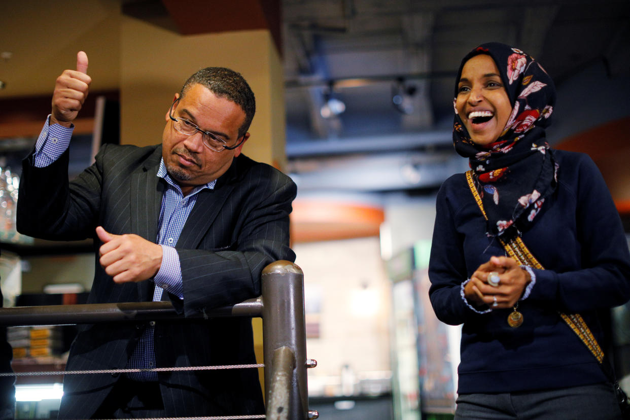 Ellison and Rep. Ilhan Omar in 2018. 