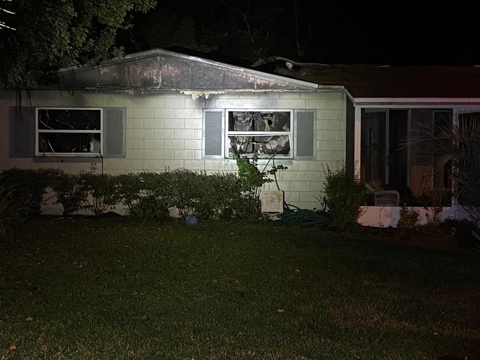 A woman was removed from this Ocala residence in Happiness Homes that caught fire on Friday night. The woman later died at a local hospital, according to fire and law enforcement officials.