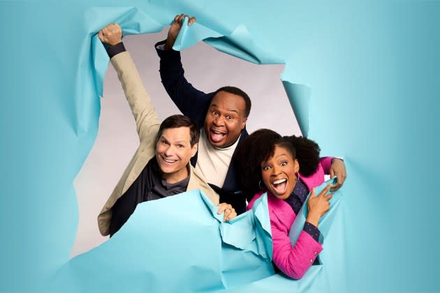 From left: Michael Ian Black, host Roy Wood Jr., and Amber Ruffin of 'Have I Got News for You.' - Credit: CNN