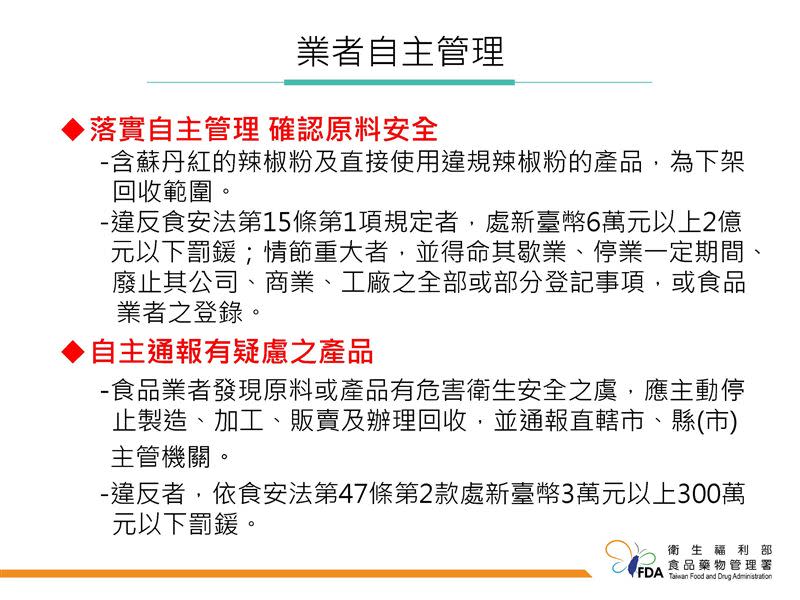 食藥署提出業者自主管理措施（圖／食藥署提供）