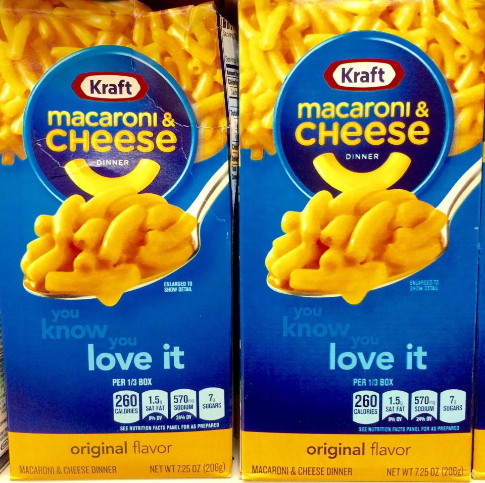 Two boxes of Kraft mac 'n' cheese