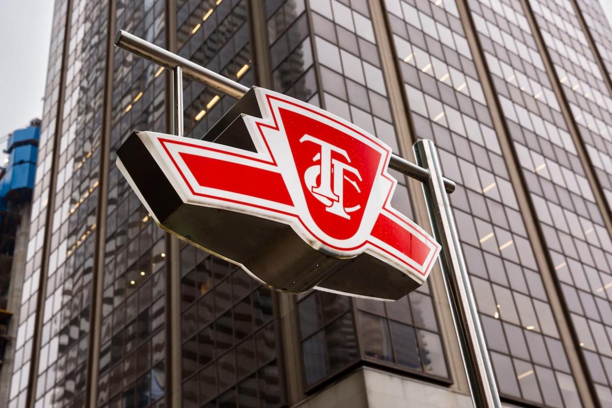 Signage outside a TTC subway station in downtown Toronto. (Michael Wilson/CBC - image credit)