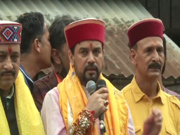 Union Minister Anurag Thakur in Kangra (Photo/ANI)