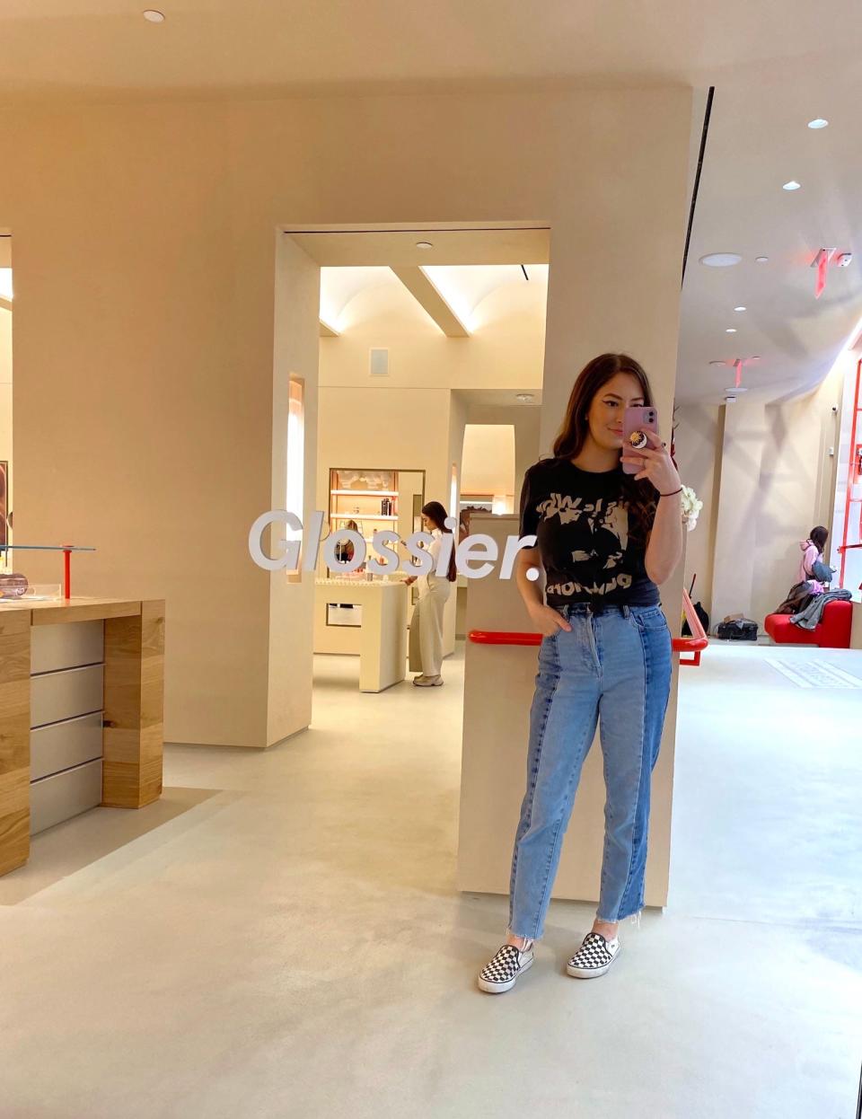 Reporter Amanda Krause at Glossier's flagship store in SoHo.
