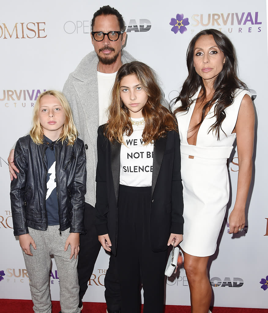 Chris Cornell with wife Vicky and children Toni and Christopher at a screening of <em>The Promise</em> in NYC on April 18.