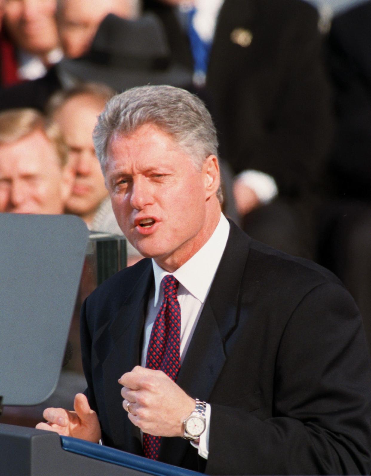 President Bill Clinton delivers his inaugural speech on Jan. 20, 1997. More than 500 species were added to the endangered and threatened species list during the Clinton administration.