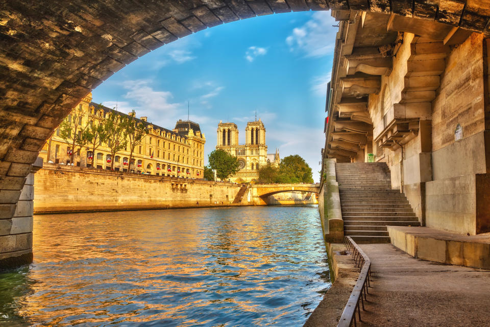 Siene river and Notre Dame de Paris in Paris, France