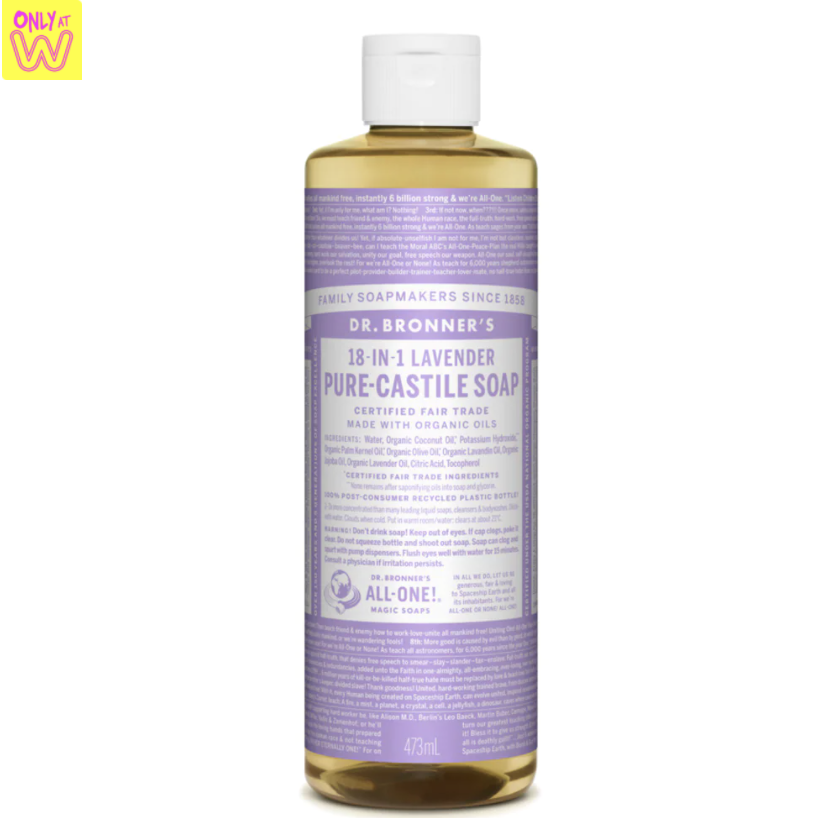 DR BRONNER'S Lavender Castile Liquid Soap, 473 ml. PHOTO: Watsons