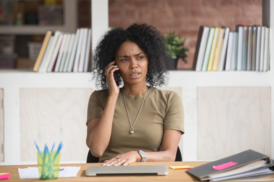 a woman on the phone