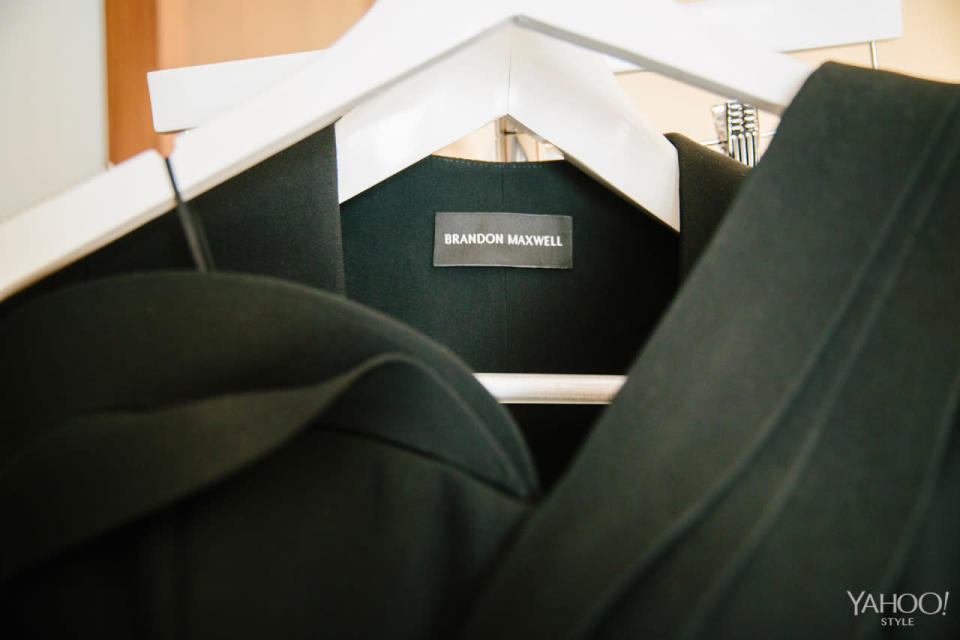 A closeup of the Brandon Maxwell label.