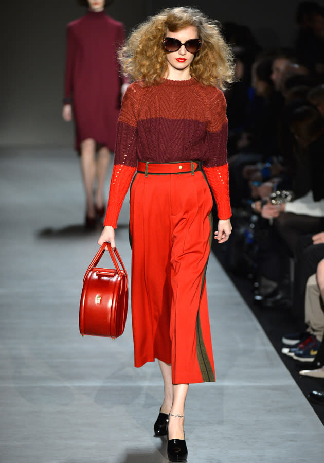 <p><b>Marc by Marc Jacobs autumn/winter 2013 show</b></p> <p>Block colours were a key component, with one model showcasing trousers cropped at the hem.</p>