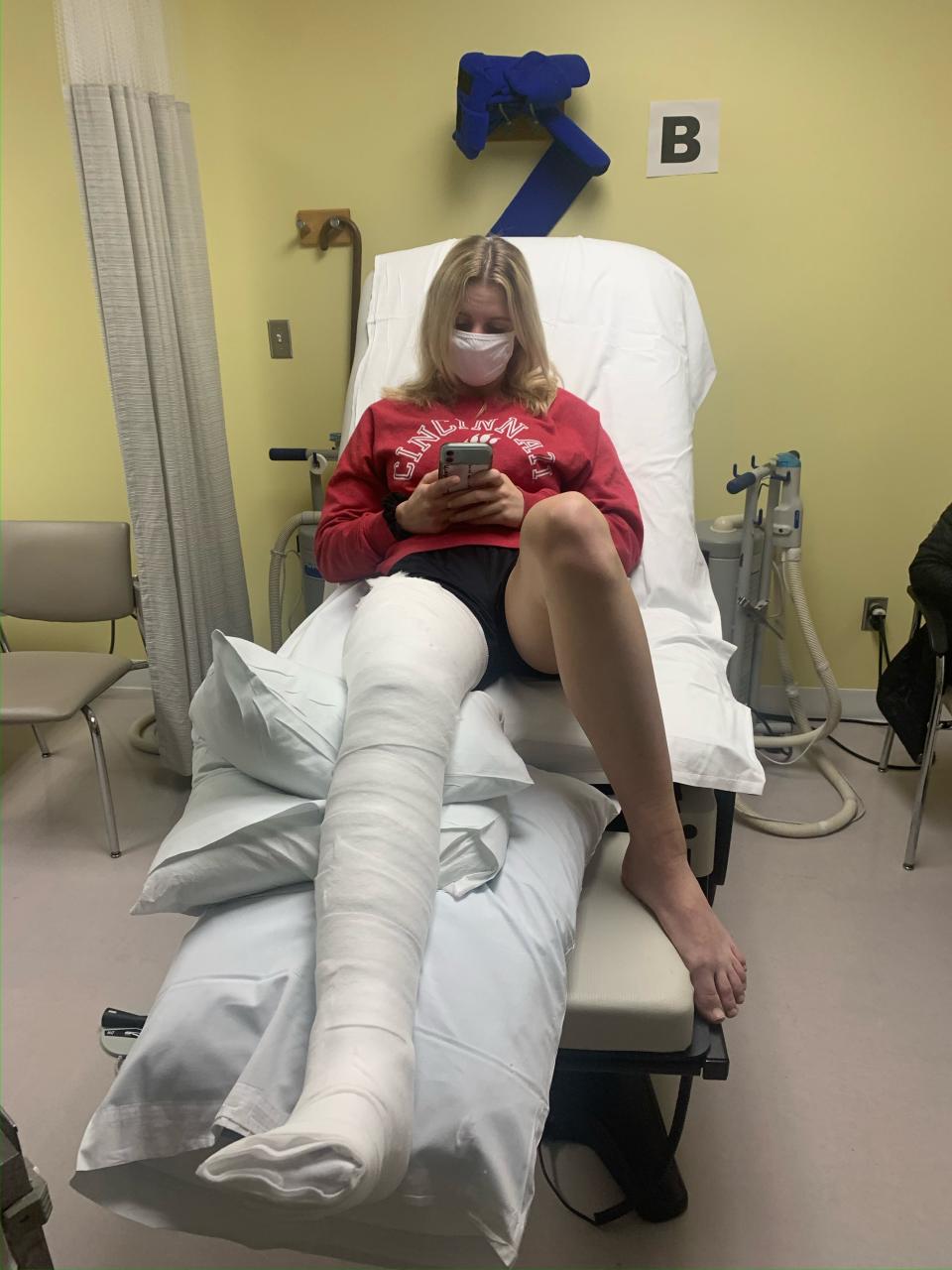 Cassidy Trem on March 16, 2021 after treatment for the accident.