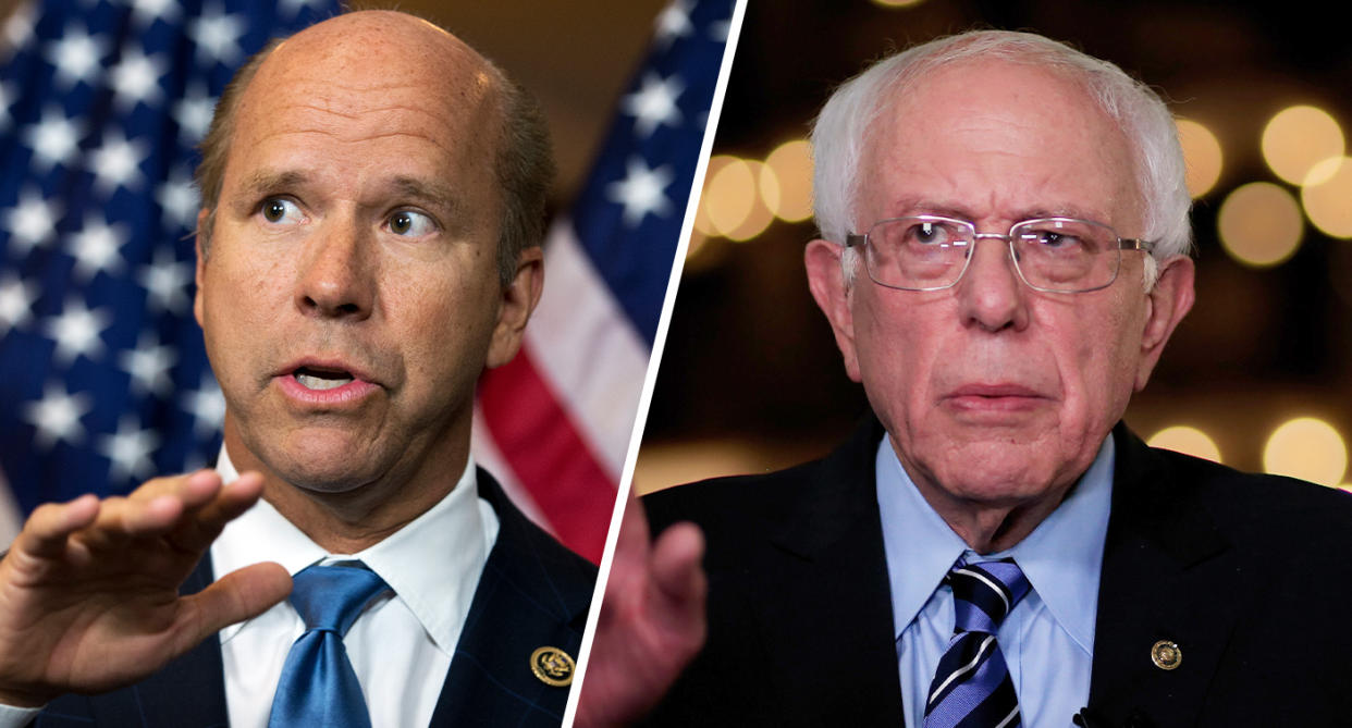 John Delaney and Bernie Sanders. (Photos: Tom Williams/CQ Roll Call/Getty Images/Cliff Hawkins/Getty Images)