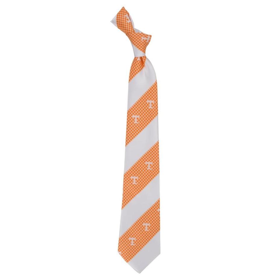 A Tennessee Volunteers orange and white striped tie. It's sold at Alumni Hall.