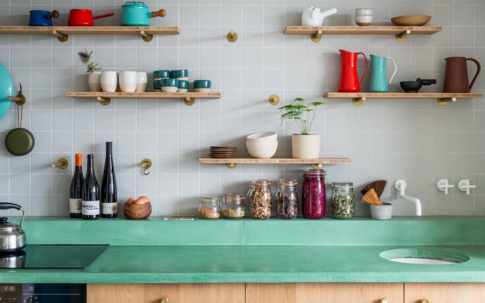 A kitchen with a green countertop - FRENCH+TYE / FRENCHANDTYE