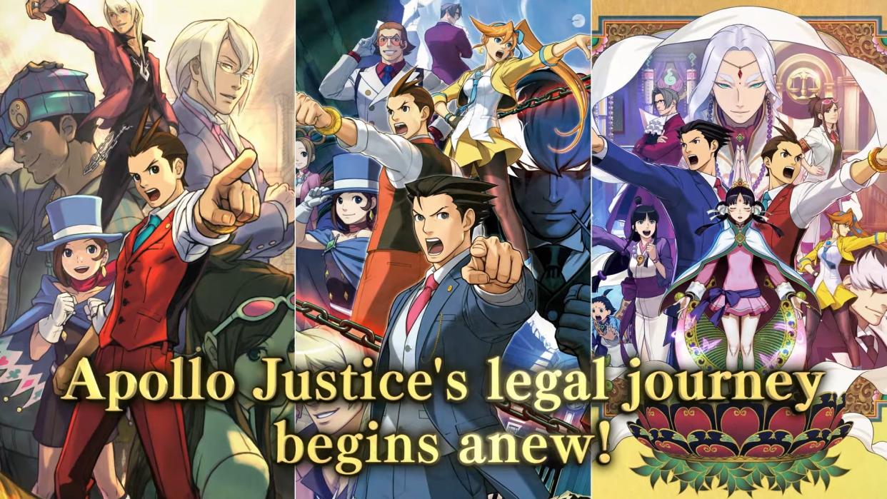  Split image showing off three different Ace Attorney games. 