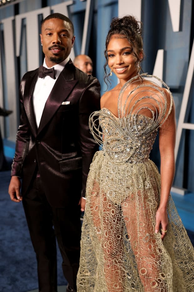 Michael B. Jordan and Lori Harvey attend the 2022 Vanity Fair Oscar Party hosted by Radhika Jones at Wallis Annenberg Center for the Performing Arts on March 27, 2022.<p><a href="https://www.gettyimages.com/detail/1388114181" rel="nofollow noopener" target="_blank" data-ylk="slk:Rich Fury/VF22/Getty Images;elm:context_link;itc:0;sec:content-canvas" class="link ">Rich Fury/VF22/Getty Images</a></p>