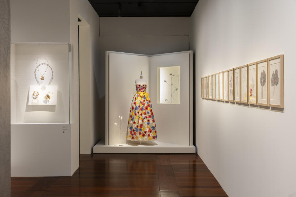 A view of the “The Flowers of Yves Saint Laurent” exhibition at the Yves Saint Laurent Museum in Paris