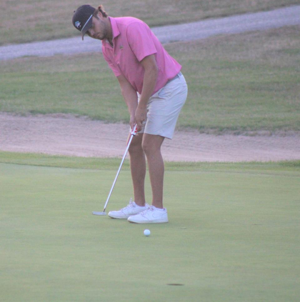 Walled Lake native and Ferris State University golfer Shayne Beaufait putts on the second playoff hole during Sunday's Northern Michigan Open final round at the Cheboygan Golf & Country Club. Beaufait edged Ferris teammate Caleb Bond in the playoff to claim the Open title.