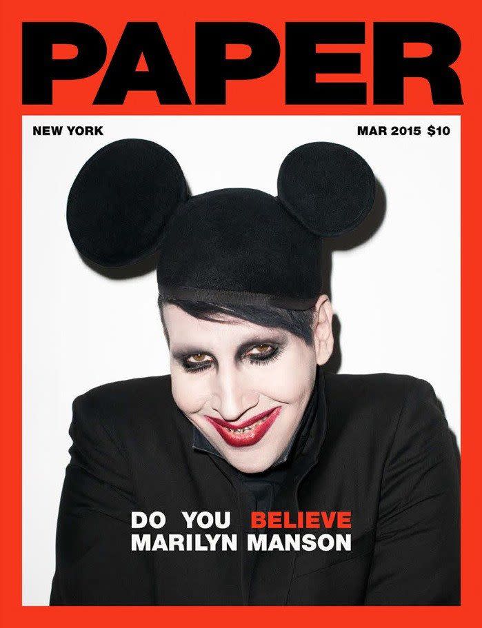 <p>Bei diesem Cover-Shooting wurden Manson und sein Vater mit dem gleichen Make-up abgelichtet. Viele fanden das sowohl bizarr als auch sehr bewegend. [<i>Bild: Instagram/Paper Magazine</i>]</p>