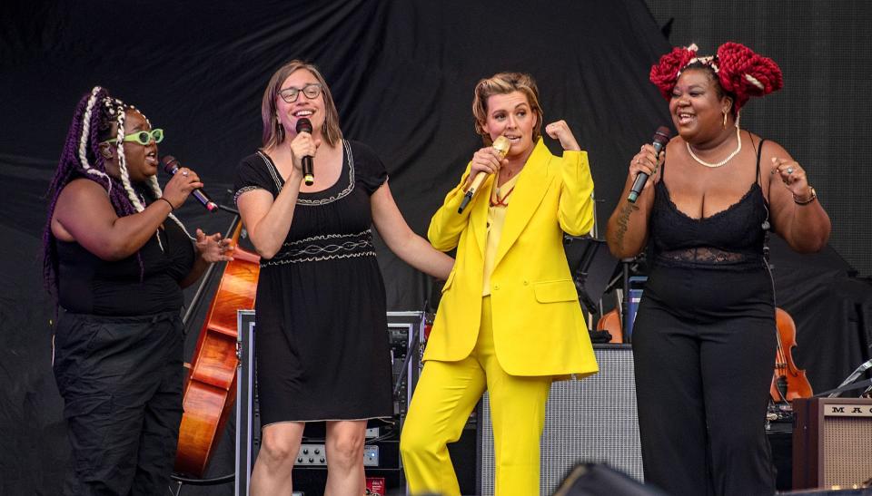 Brandi Carlile and bandmates in Pittsburgh.