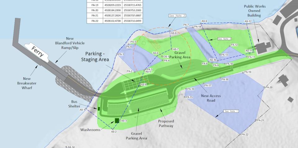 A map shows the plans for the new Tancook ferry.