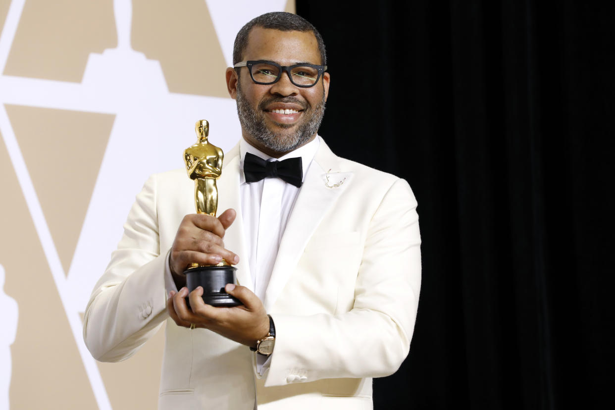 HOLLYWOOD, CA - MARCH 04: (EDITORS NOTE: Image has been digitally retouched) Jordan Peele (best Original Screenplay) photographed in the press room during the 90th Annual Academy Awards at Hollywood & Highland Center on March 4, 2018 in Hollywood, California.  (Photo by Kurt Krieger/Corbis via Getty Images)