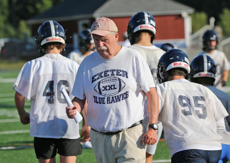 Coach Bill Ball and the Exeter High School football team had their first practice of the season Friday, Aug. 12, 2022.