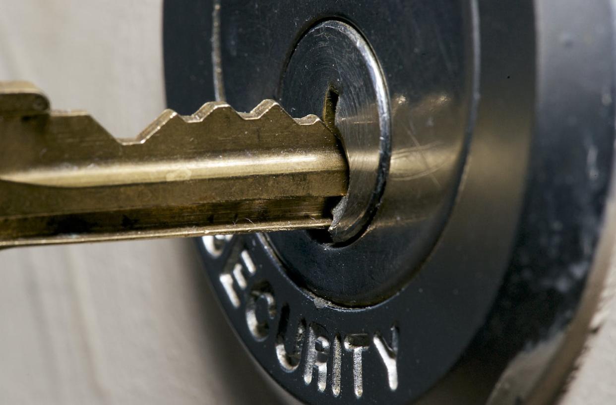 The depths of the valleys on a key act like a code that must match the lock. <a href="https://www.gettyimages.com/detail/photo/close-up-of-key-in-lock-royalty-free-image/139625036" rel="nofollow noopener" target="_blank" data-ylk="slk:Robin Smith/The Image Bank via Getty Images;elm:context_link;itc:0;sec:content-canvas" class="link ">Robin Smith/The Image Bank via Getty Images</a>