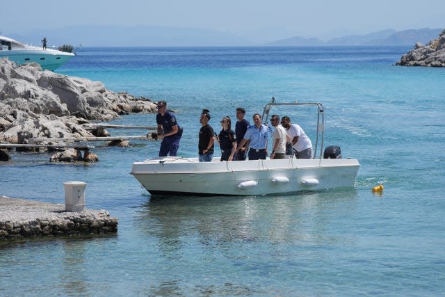 Emergency services on a boat at Agia Marina in Symi