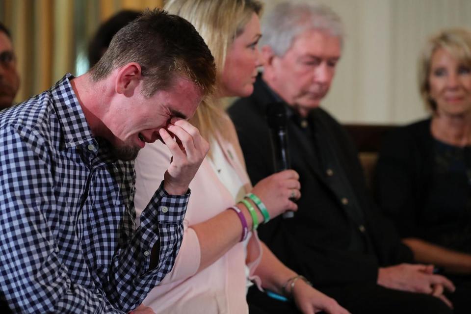 Florida massacre: High school senior Samuel Zeif weeps after telling how his best friend was killed during last week's mass shooting (Getty Images)