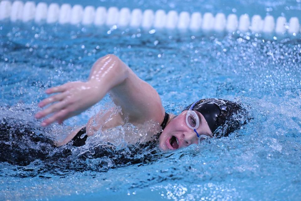 Morris County Swimming Championships at Morristown High School on Saturday, January 26, 2019. Reagan Moffatt of Parsippany Hills in the Girls 400 SC Meter Freestyle. 