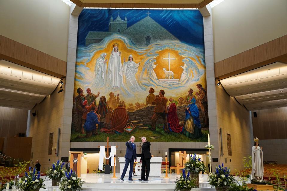 Joe Biden toured the basilica at the Knock Shrine in County Mayo (REUTERS/Kevin Lamarque)