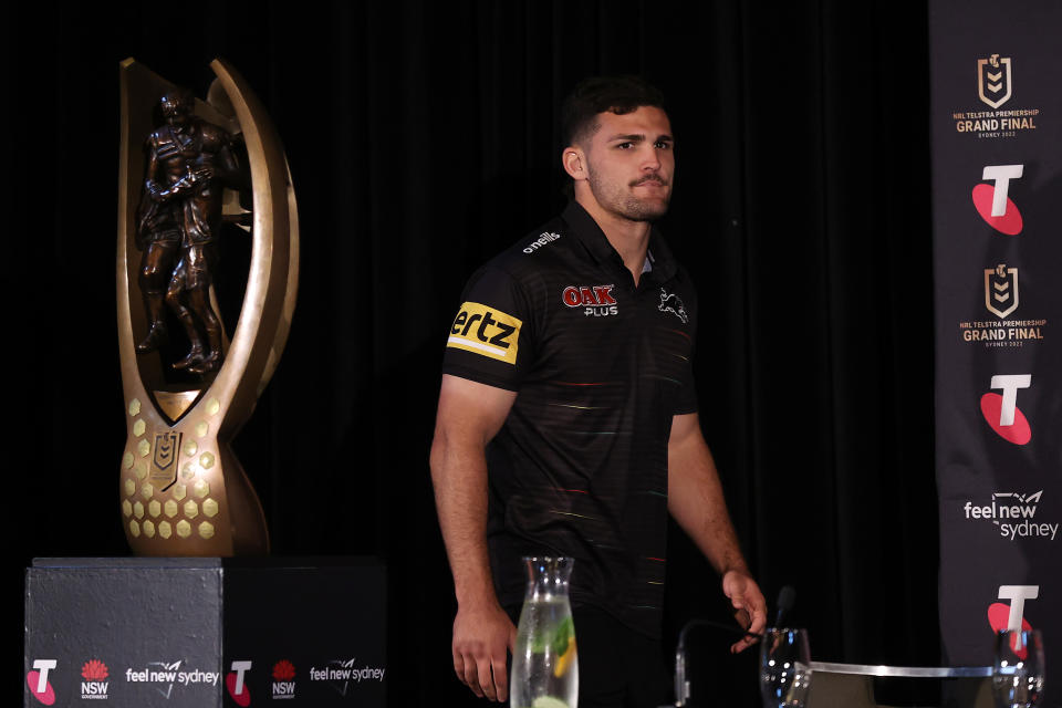 Nathan Cleary (pictured) attends the 2022 NRL Grand Final media conference.