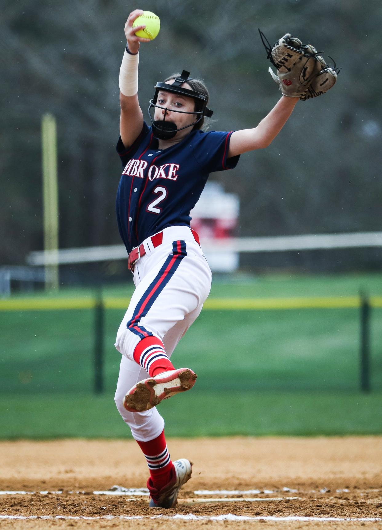 Pembroke's Kelly McGee winds up during a game against Silver Lake on Monday, May 2, 2022.