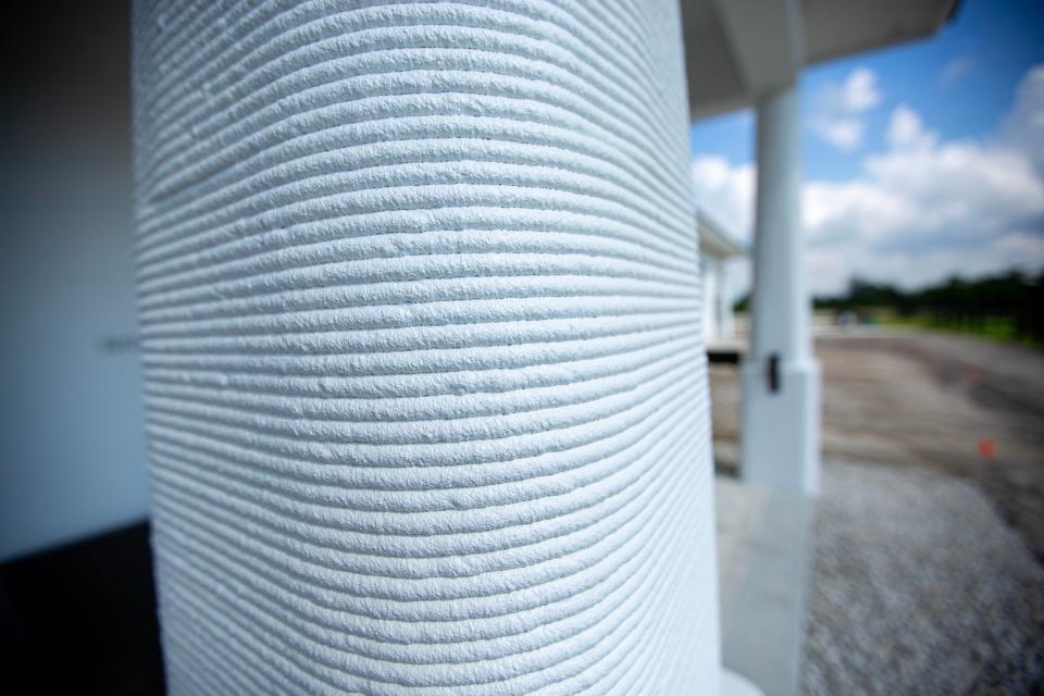 A view of a column at the Nantucket Sports Horses facility, made by Printed Farms.