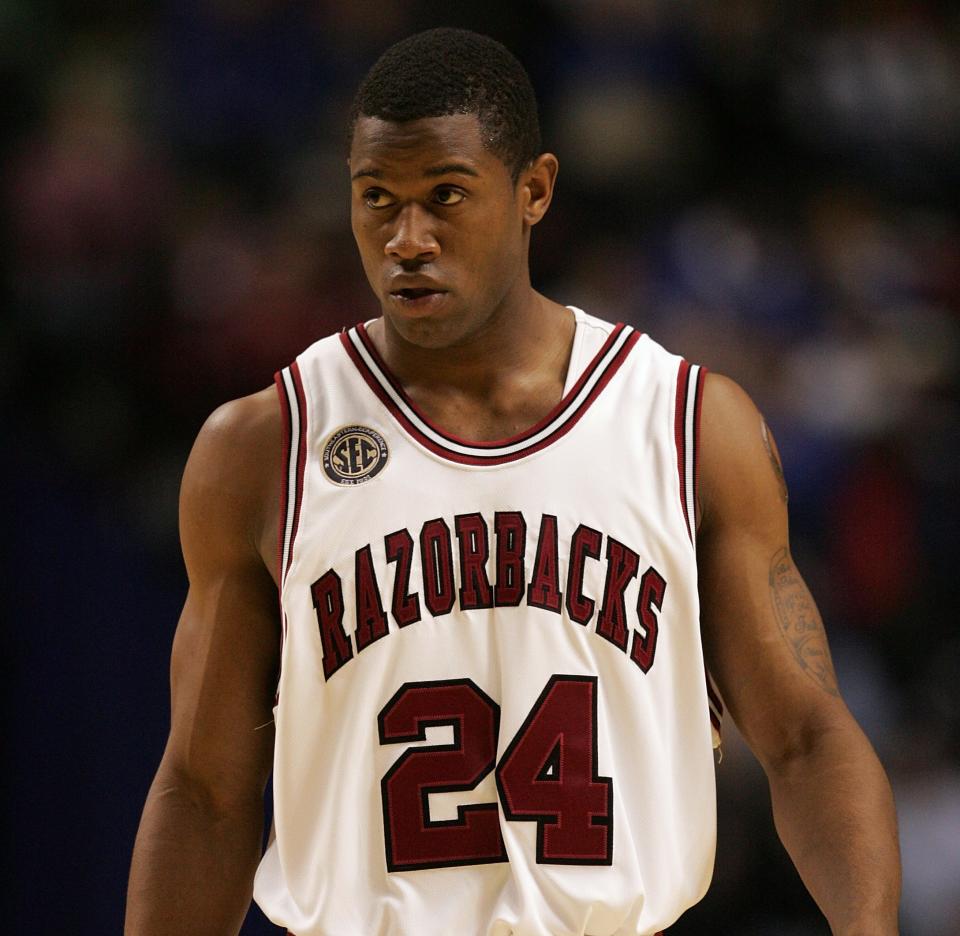 NASHVILLE, TN – MARCH 9: Jonathon Modica #24 of the Arkansas Razorbacks is seen on court against the Georgia Bulldogs during day 1 of the SEC Men’s Basketball Conference Tournament March 9, 2006 at the Gaylord Entertainment Center in Nashville, Tennessee. Arkansas won 80-67. (Photo by Andy Lyons/Getty Images)