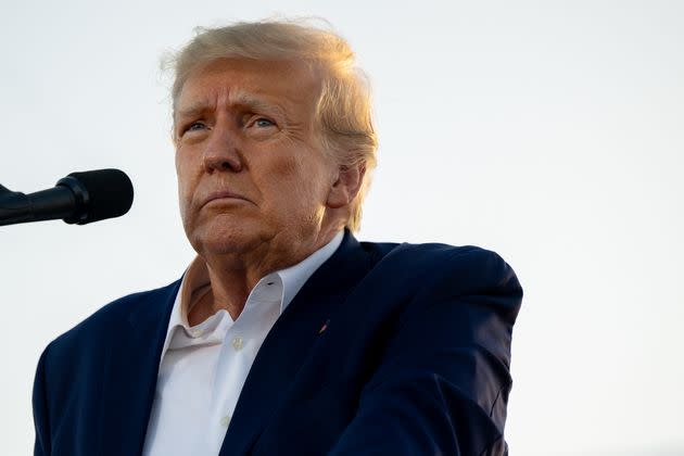 Former President Donald Trump speaks during a rally at the Waco Regional Airport on March 25, 2023, in Waco, Texas.