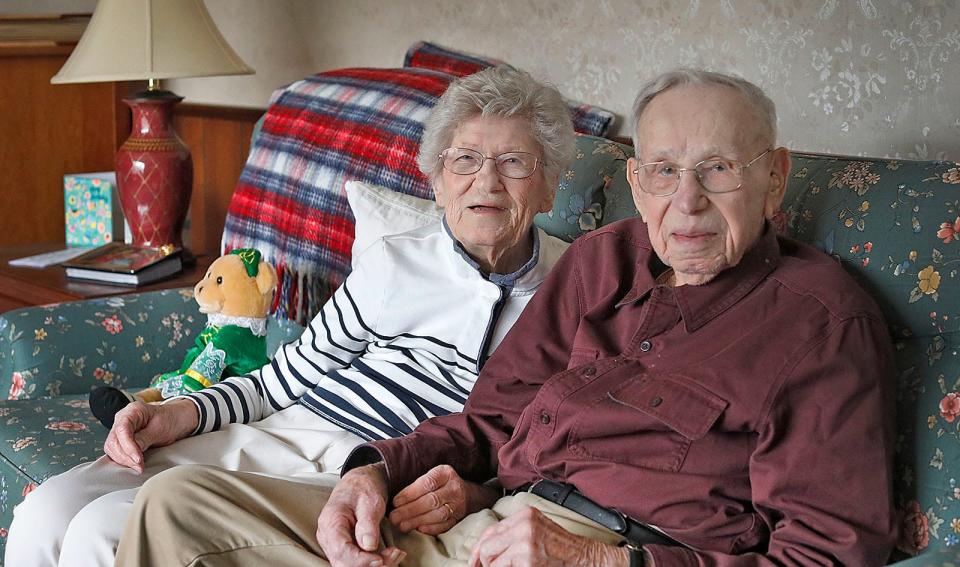 Married for 74 years, Veronica Pastuszak, 99,  and Amelian Pat Pastuszak, 102, live independently in Abington in the house Pat built in 1951. Thursday January 12, 2023.