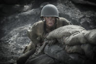 <p>Mel Gibson returns to the director’s chair after ten years for a World War 2 drama starring Andrew Garfield as US Army medic Desmond Doss, who became the first person to earn a Medal of Honor without firing a shot. Hugo Weaving and Sam Worthington also star. (Credit: Lionsgate) </p>