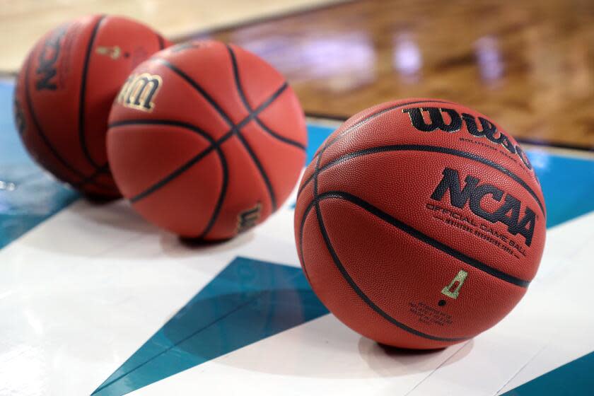 MINNEAPOLIS, MINNESOTA - APRIL 05: NCAA basketballs sit on the court during practice prior to the 2019 NCAA men's Final Four at U.S. Bank Stadium on April 5, 2019 in Minneapolis, Minnesota. (Photo by Streeter Lecka/Getty Images)